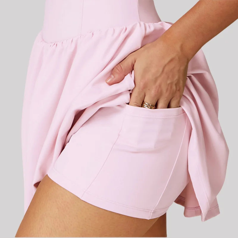 Tennis Skirt Sports Fitness Stand-up Collar Anti-light Golf Badminton Casual Fitness Workout Clothing Gym Yoga Suit for Women