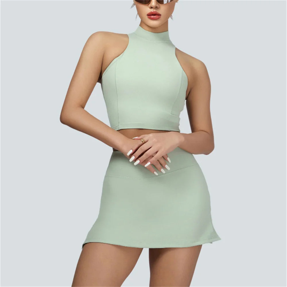 1/2PCS Women Tracksuit Yoga Set Gym Set Bra Sports Anti Shorts Skirt Workout Sportswear Running Gym Wear Athletic Suits