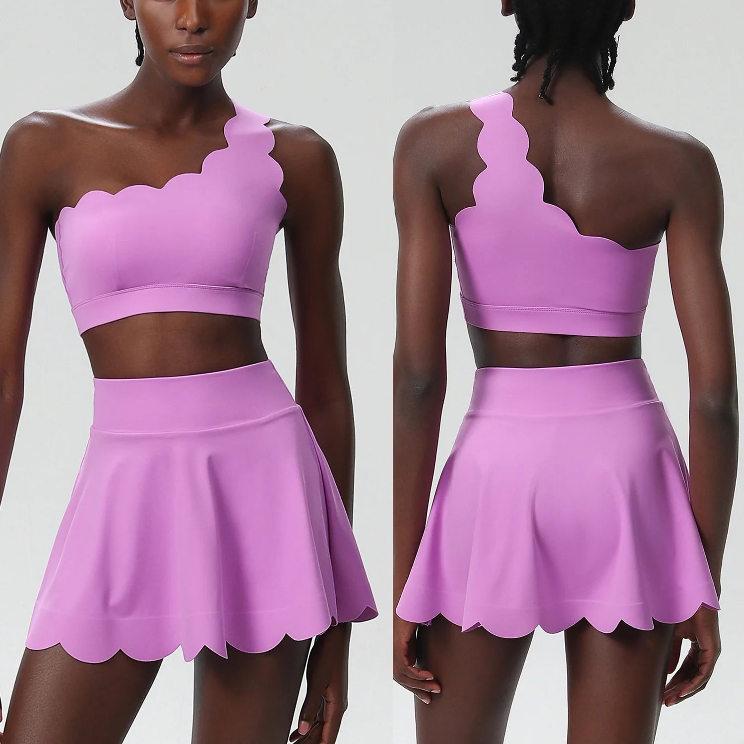 3Pcs Fitness Yoga Set Women Solid Color Gym Running Suit Breathable Quick Dry Sportswear Female Tennis Skirt Workout Clothes