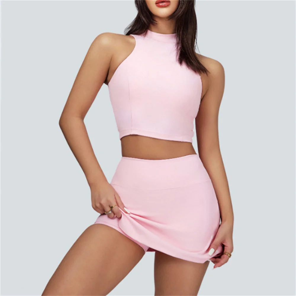1/2PCS Women Tracksuit Yoga Set Gym Set Bra Sports Anti Shorts Skirt Workout Sportswear Running Gym Wear Athletic Suits