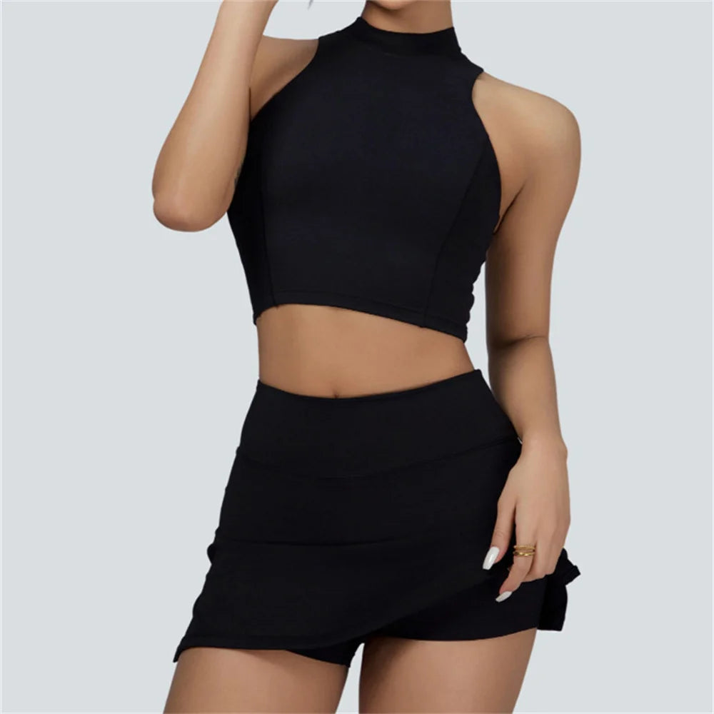 1/2PCS Women Tracksuit Yoga Set Gym Set Bra Sports Anti Shorts Skirt Workout Sportswear Running Gym Wear Athletic Suits