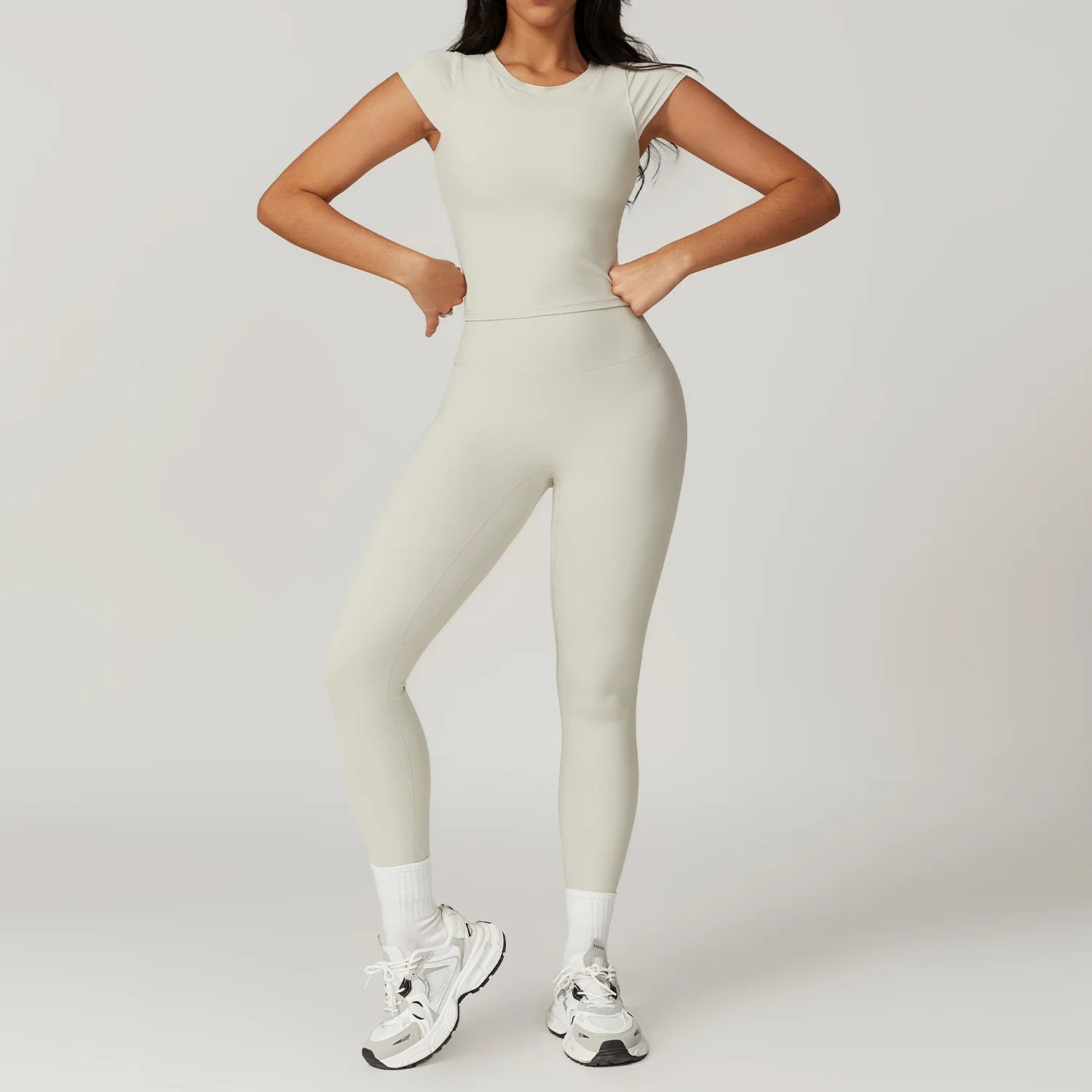 Yoga Set 2PCS Sports Suit Gym Leggings Women Clothes Fitness Tracksuit Workout Short Sleeve Female Yoga Short Skirt Sportswear