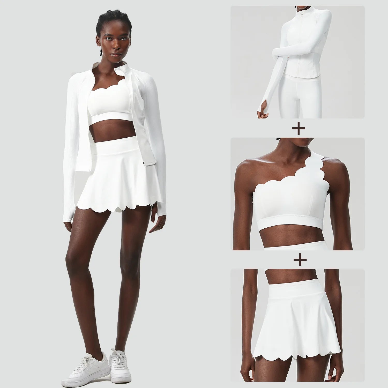 3Pcs Fitness Yoga Set Women Solid Color Gym Running Suit Breathable Quick Dry Sportswear Female Tennis Skirt Workout Clothes