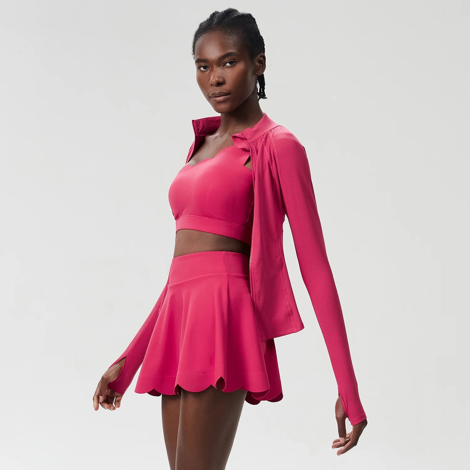 3Pcs Fitness Yoga Set Women Solid Color Gym Running Suit Breathable Quick Dry Sportswear Female Tennis Skirt Workout Clothes