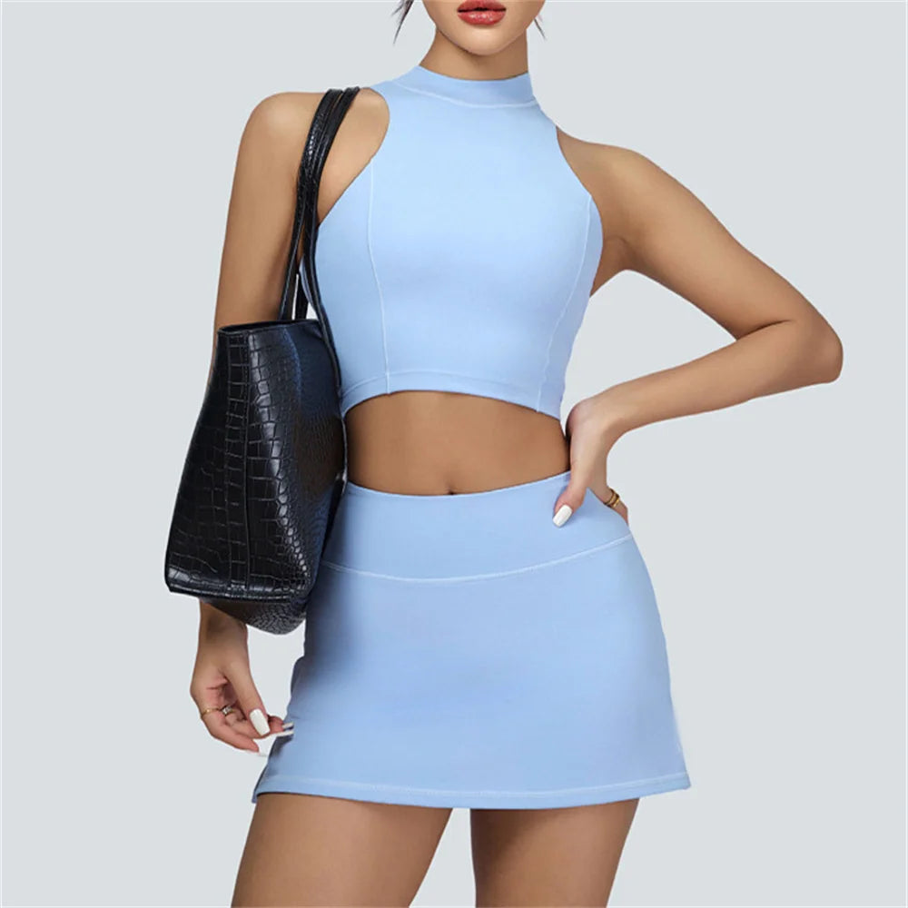 1/2PCS Women Tracksuit Yoga Set Gym Set Bra Sports Anti Shorts Skirt Workout Sportswear Running Gym Wear Athletic Suits